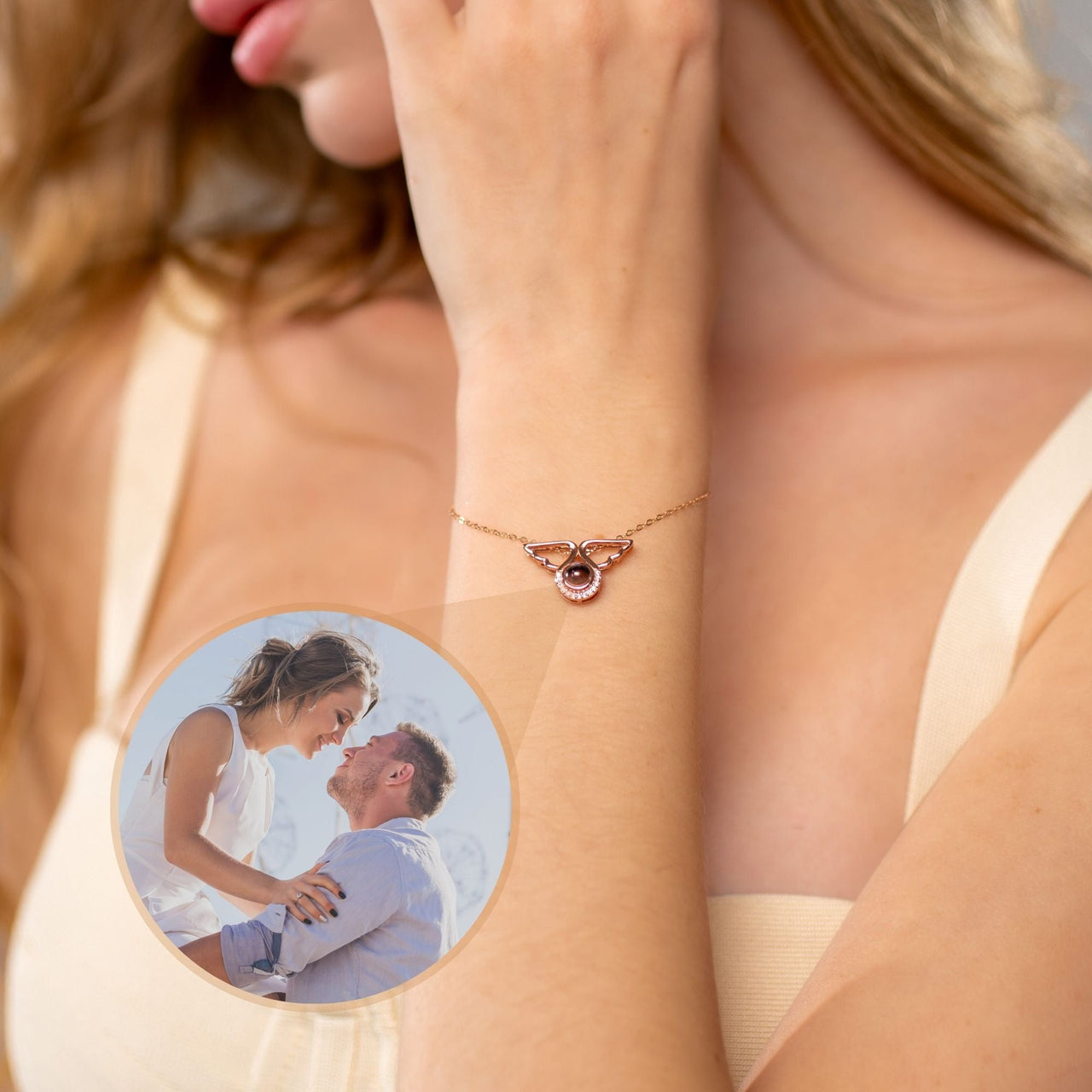 Angel Personalized Photo Bracelet - Personalized Gift - Custom Jewelry - Custom Bracelet Picture - Personalised Photo Gift Bracelet Brother & Sisters