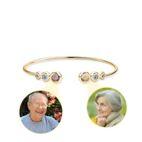 Thumbnail for Double Photo Bangle with Crystals - Personalised Bracelet - Photo Bracelet - Womens Bracelet Bracelet Gold Brother & Sisters