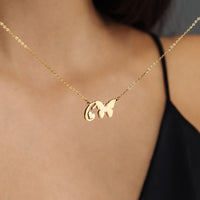 Thumbnail for Gold Necklace for a Woman - Butterfly Initial Necklace - Woman Necklace - Letter Necklace Necklace Brother & Sisters
