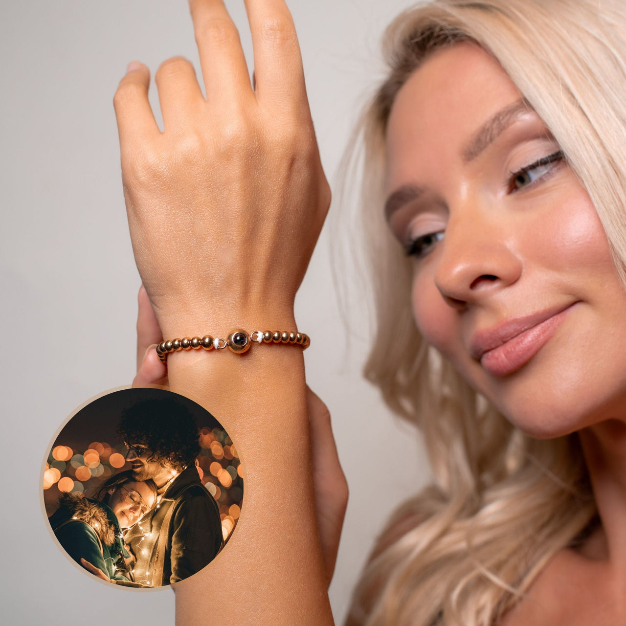 Metallic Personalized Photo Bracelet - Personalized Gift for Women - Custom Jewelry For Her - Custom Bracelet Picture - Personalised Photo Gift Bracelet Rose Gold Brother & Sisters
