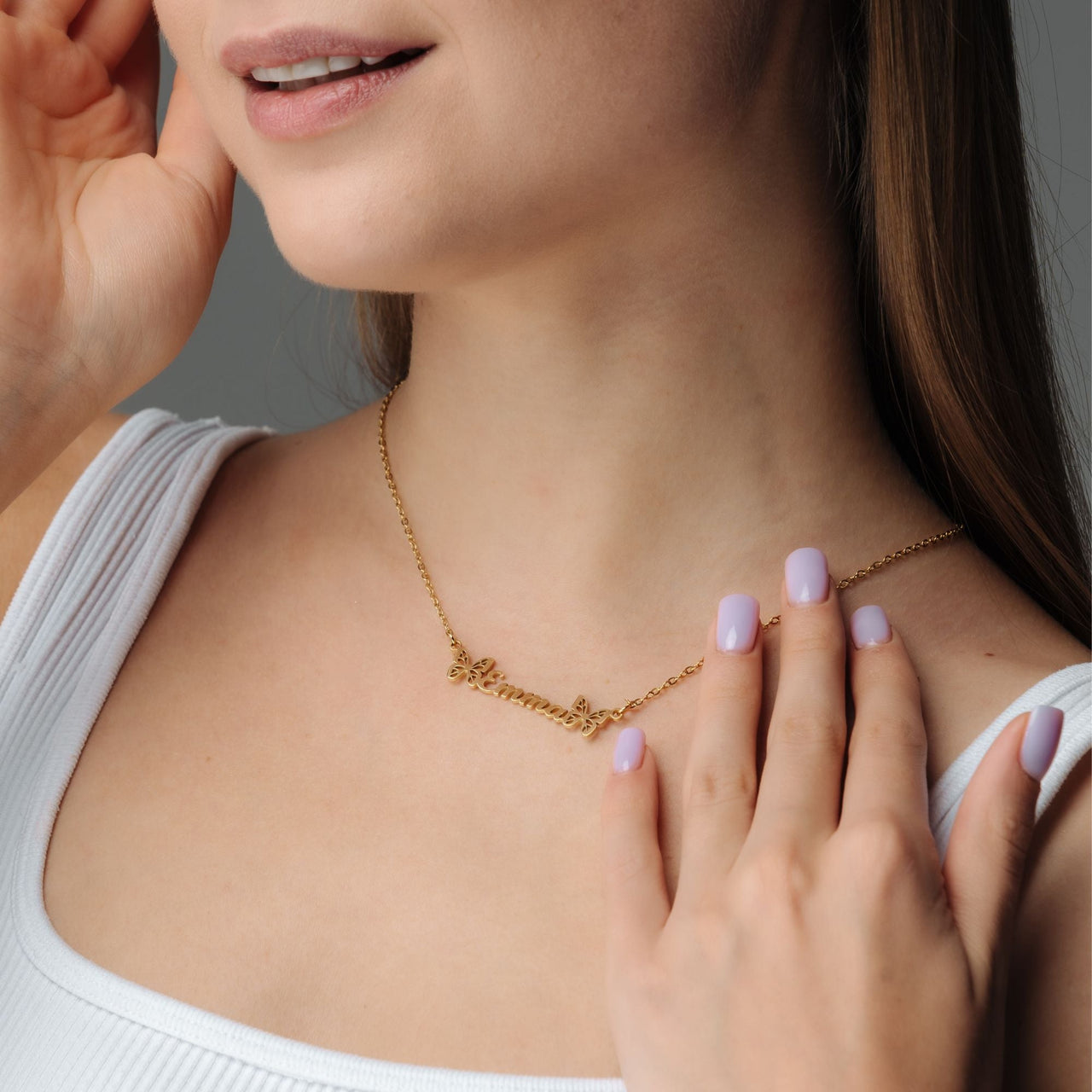 Personalised Butterfly Name Necklace – Custom Jewelry Gift for Women - Custom Name Necklace - Gifts for Mother's Day - Gifts for Mom - Personalized Gift Necklace Gold Brother & Sisters