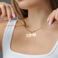 Thumbnail for Queen Name Necklace - Custom Name Necklace - Personalised Necklace - Gifts for Mom - Personalized Gift Necklace Gold Brother & Sisters