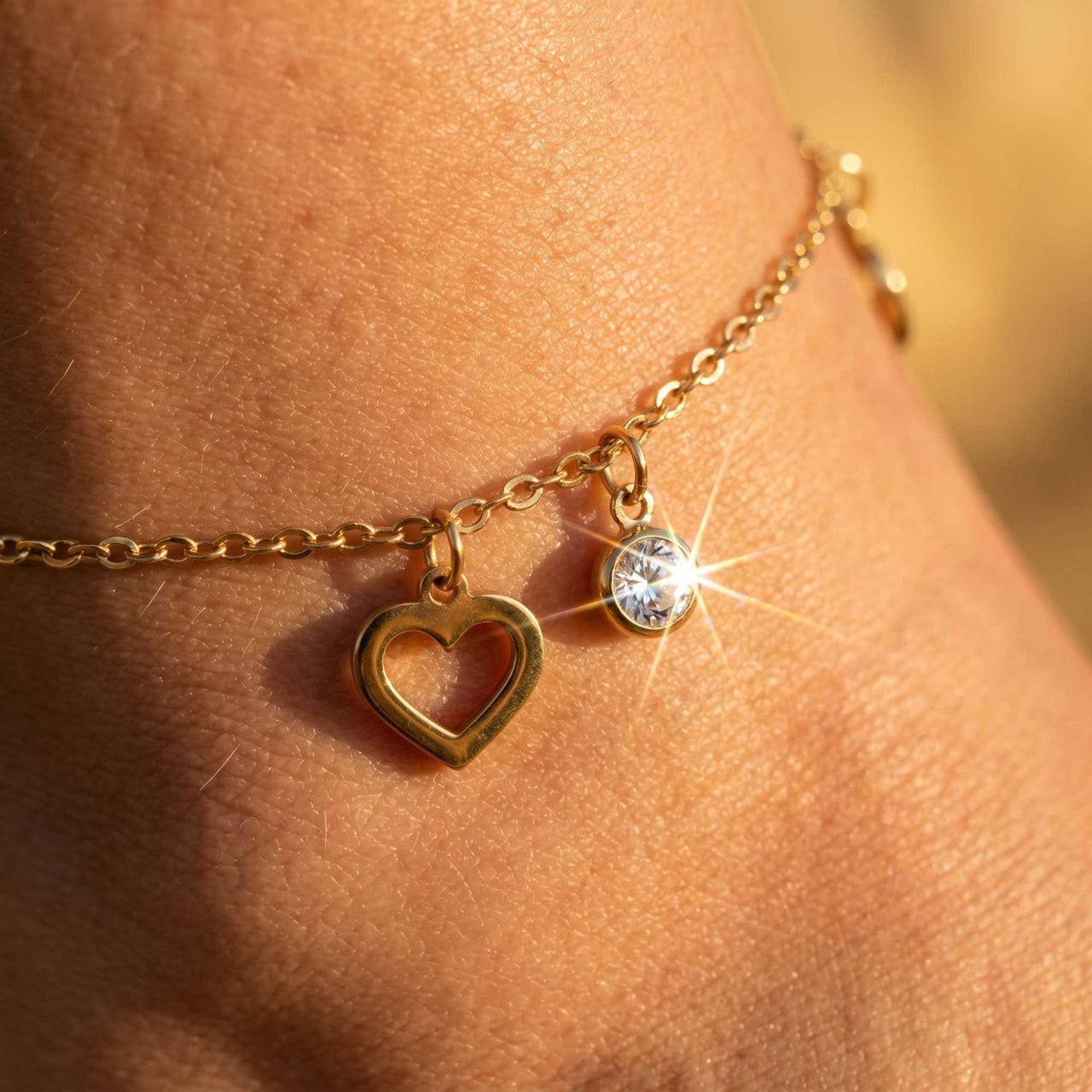 Heart & Crystal Anklet