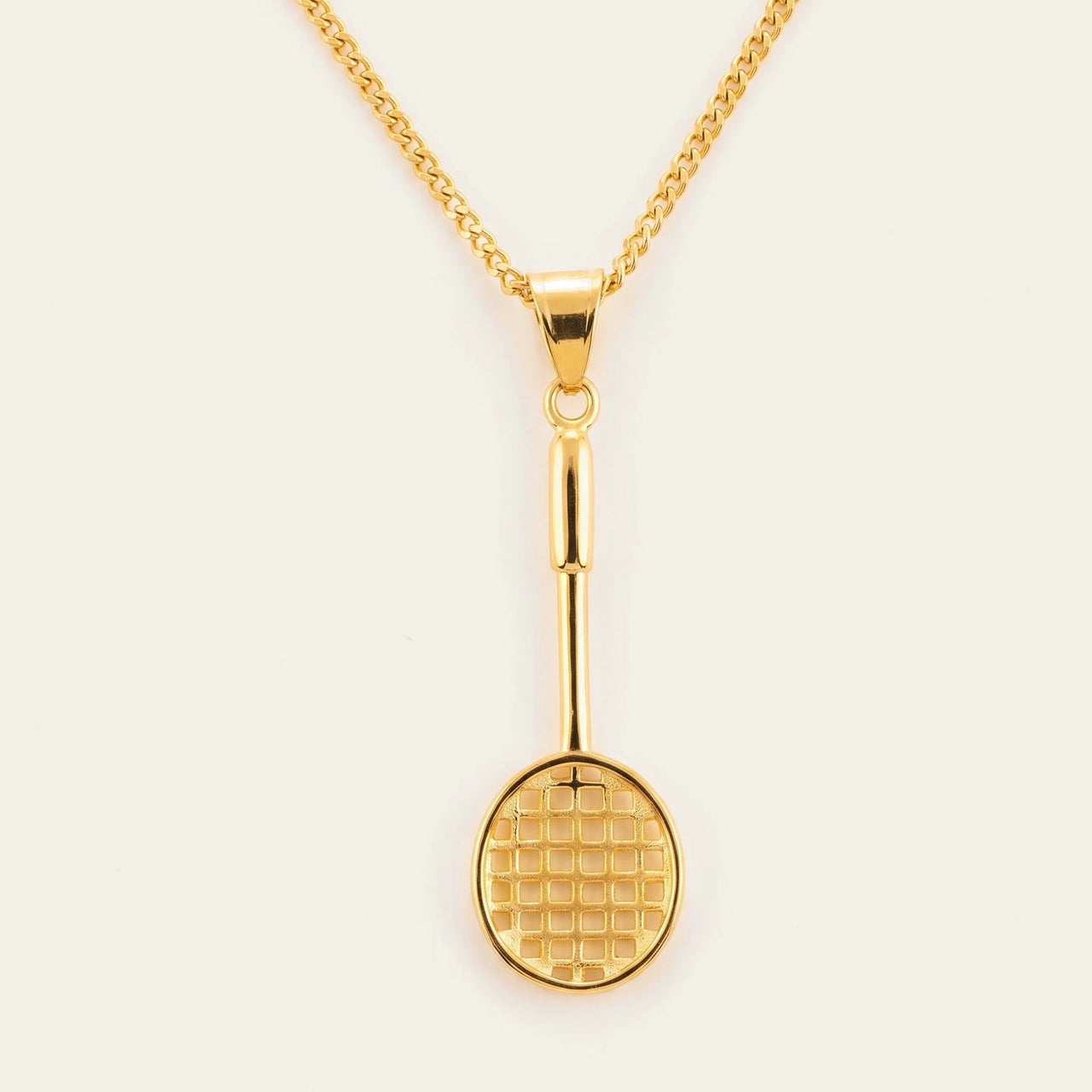 Badminton Racket Necklace Gold – studio packshot | Brother & Sisters | SKU: Gold
