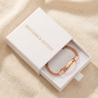 Thumbnail for Baby Name Bracelet by Brother & Sisters in rose gold gift box