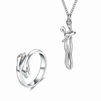 Thumbnail for Hug Necklace - Woman Necklace - Perfect Gift - Brother & Sisters Necklace Hug Necklace + Ring Brother & Sisters