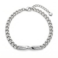 Thumbnail for Infinity Bond Matching Bracelet featuring two names, Daniel and Sophie, symbolizing unbreakable connection by Brother & Sisters.