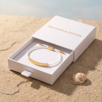 Thumbnail for White bracelet — in the gift box, gold | SKU: laperle-g