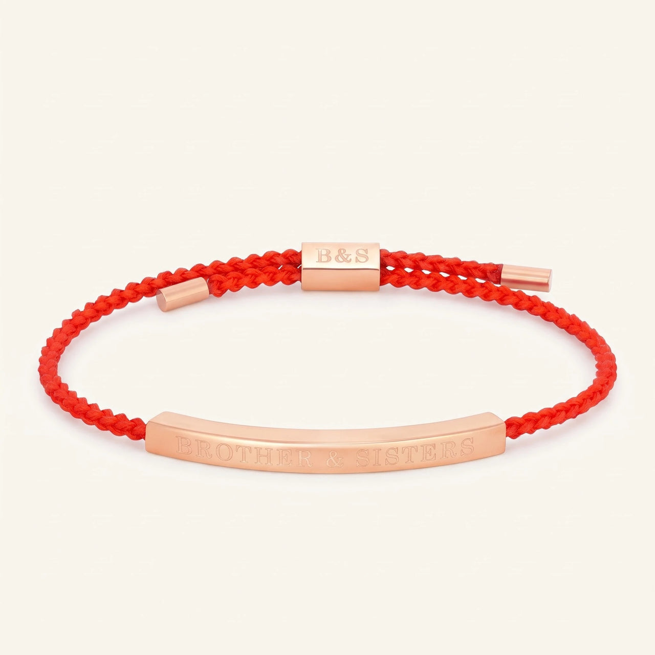 Red rope bracelet — product photo on a white background, rose gold | SKU: lamour-rg