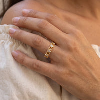 Thumbnail for Close-up of the Hearts ring in gold worn | SKU: lescoeurs
