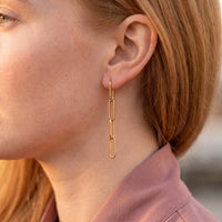 Thumbnail for The Pendantes, gold earrings — close up | SKU: lespendantes