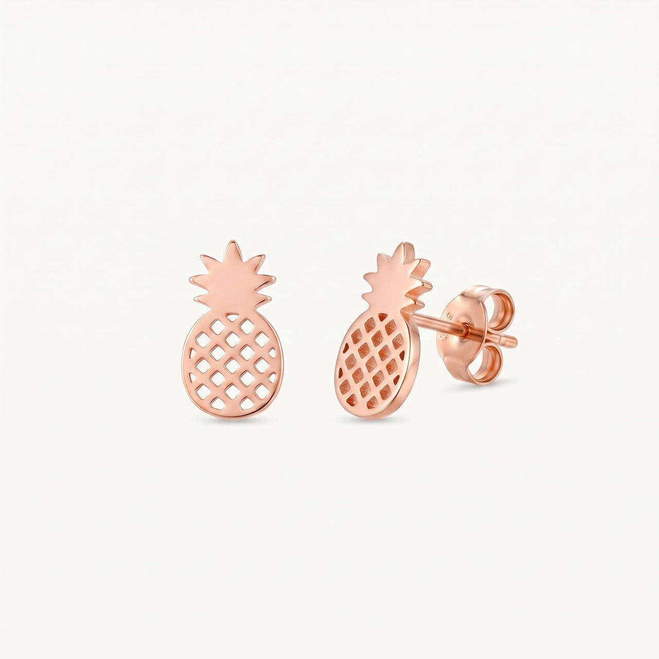 Pineapple earrings — product photo on a white background, rose gold | SKU: 437186-rose-gold-color