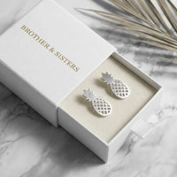 Thumbnail for Pineapple earrings — in the gift box, silver | SKU: 437186-silver-plated