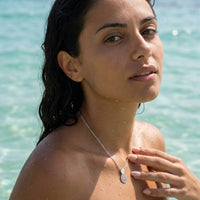 Thumbnail for Pineapple necklace — worn in the water, waterproof, silver | SKU: 8050907-white-gold