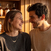 Thumbnail for Woman wearing the gold necklace with her partner | SKU: 42002-gold