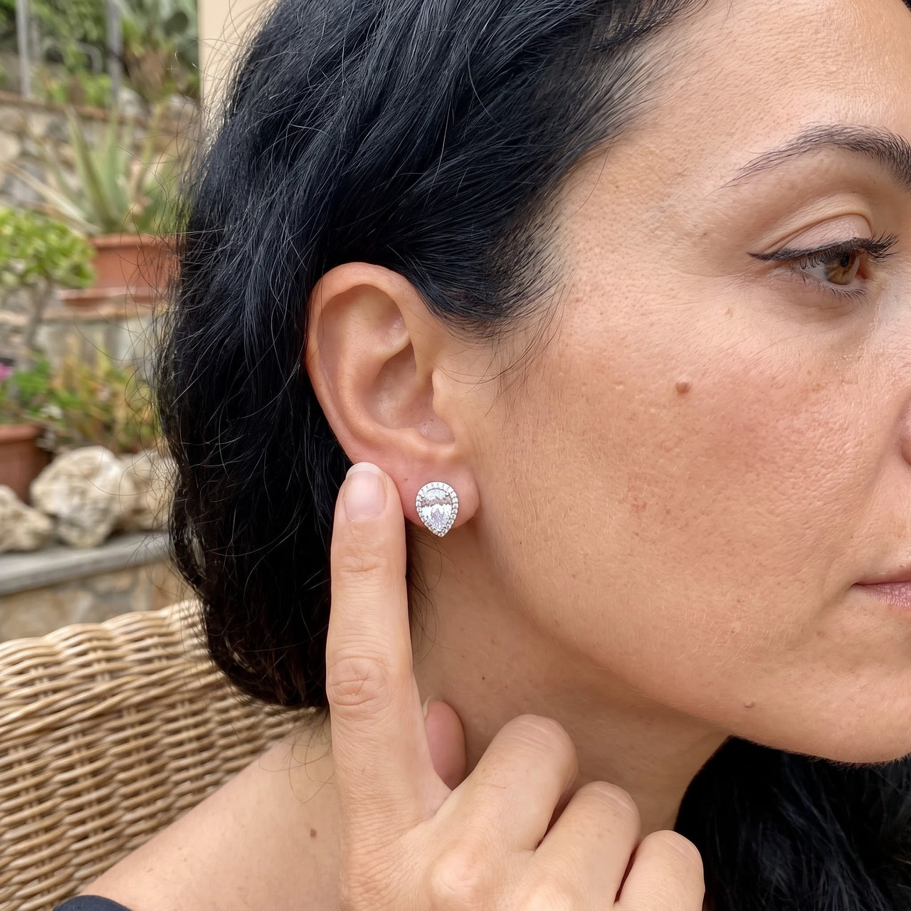 Bridesmaid earrings — worn, real size, silver | SKU: 505174