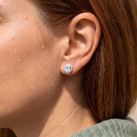 Thumbnail for Oval stud earrings — close-up of the details, silver | SKU: 6306968-white