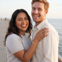 Thumbnail for Couple moment, she wears the Travel To Feel Alive bracelet in rose gold | SKU: ttfa-rg