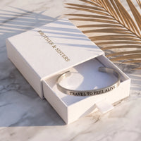 Thumbnail for Travel To Feel Alive, silver bracelet — gift box | SKU: ttfa-rg
